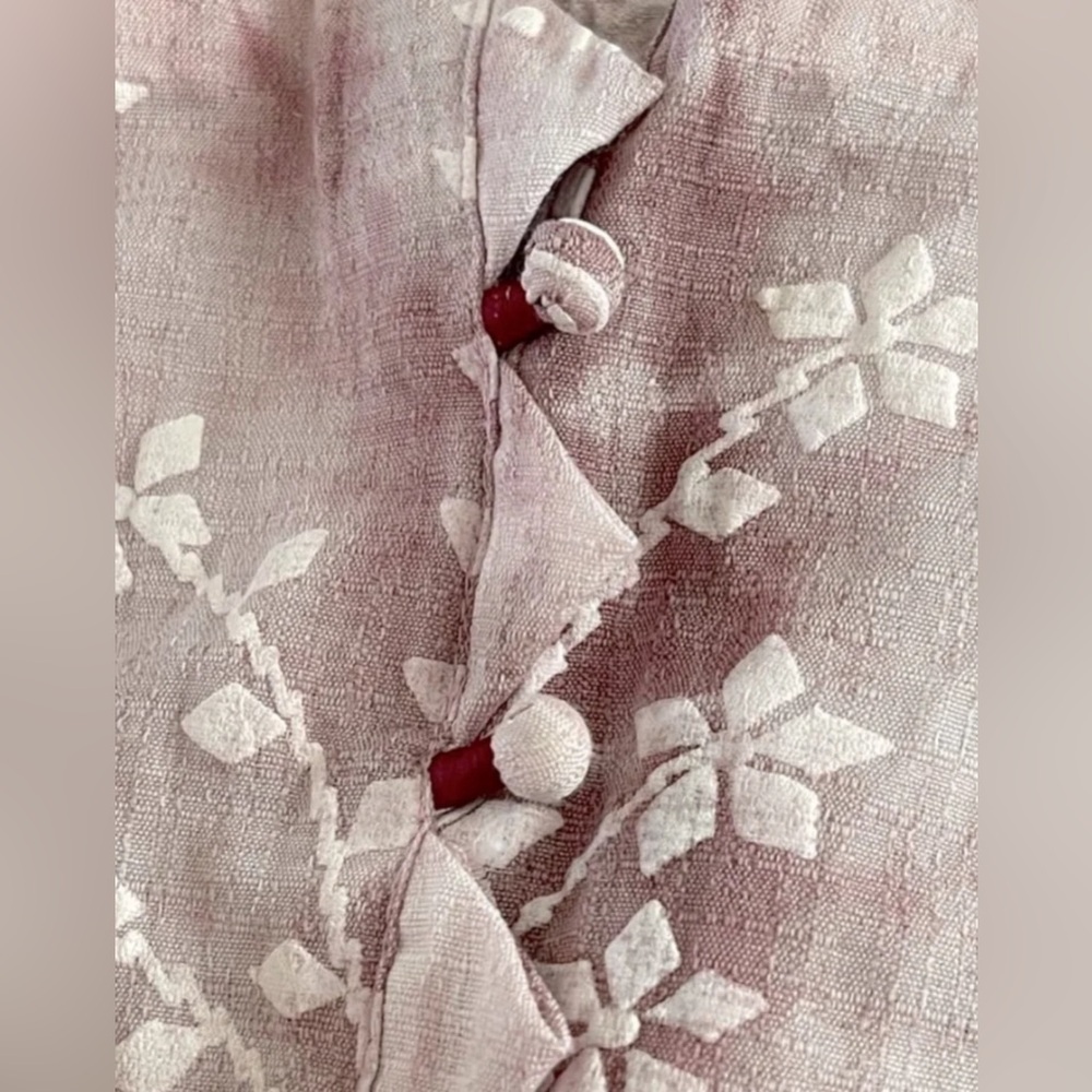 Sweet Ones VINTAGE Purple A Line Dress White Embossed Floral Print Large - Picture 10 of 11